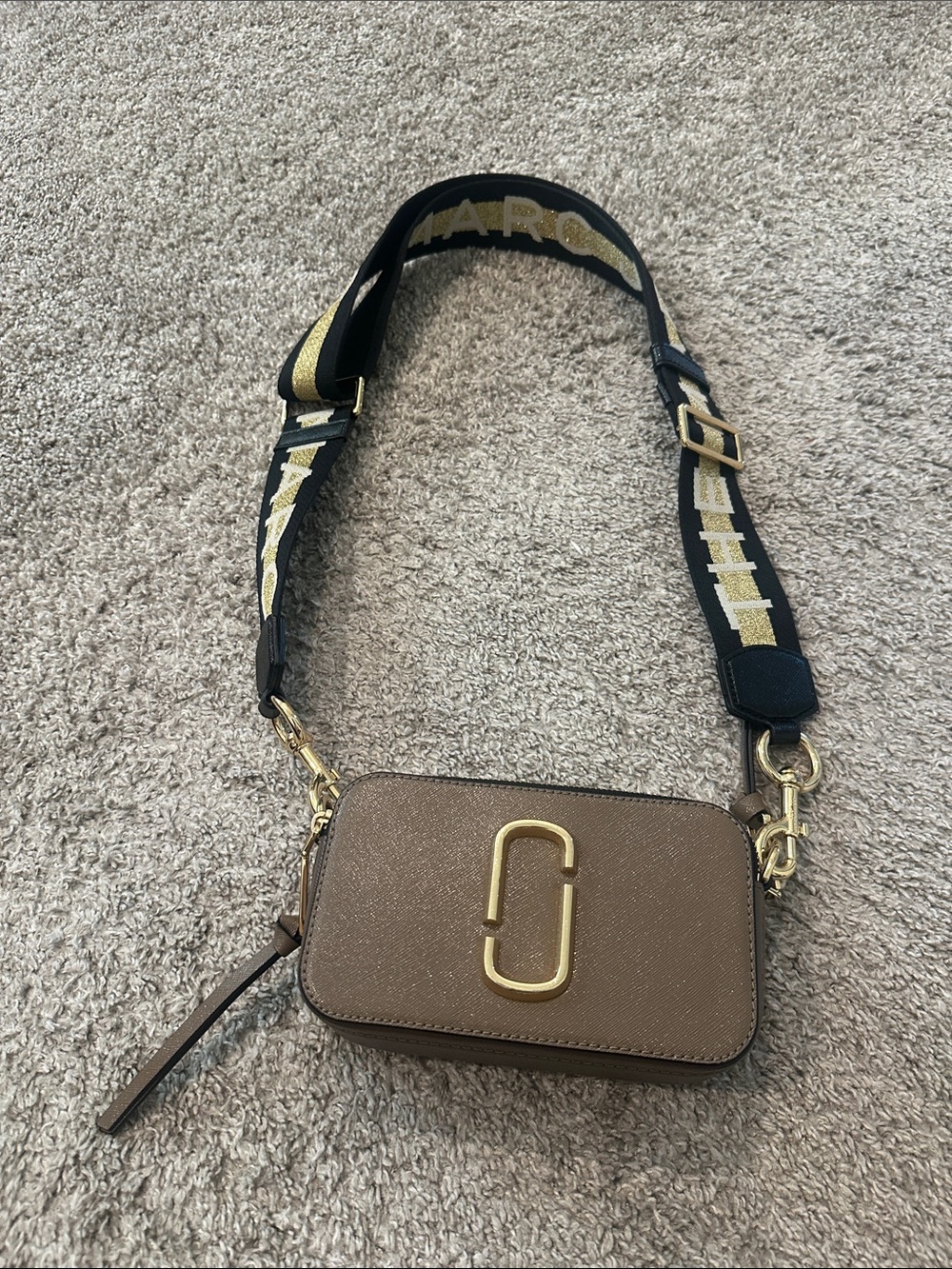 Marc Jacobs Brown Crossbody Snapshot Bag with Gold Accent